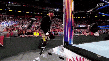 a wrestling match is being broadcast live on wwe television