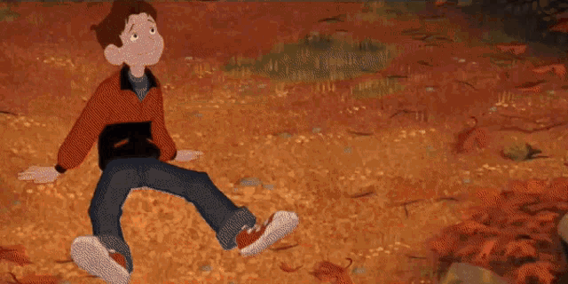 a cartoon drawing of a boy sitting in front of a giant robot