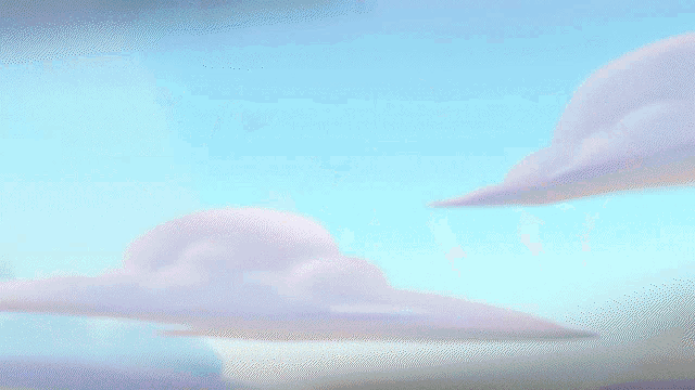 a cartoon drawing of a person walking on a beach with a blue sky in the background .