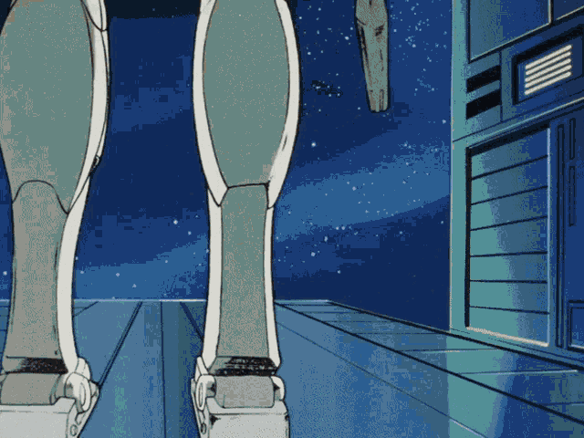a robot 's legs are shown in a cartoon