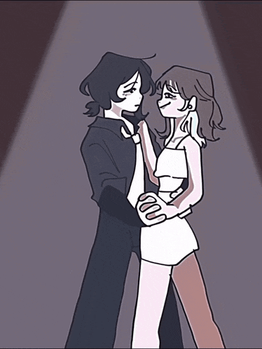 a drawing of a man and woman dancing together