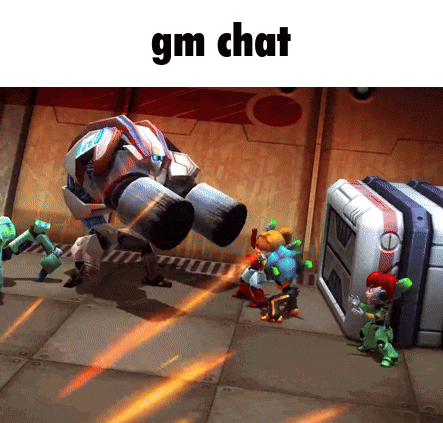 a video game scene with the words gm chat on the bottom