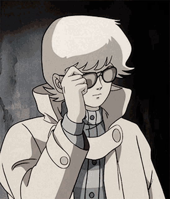 a cartoon character wearing sunglasses and a trenchcoat