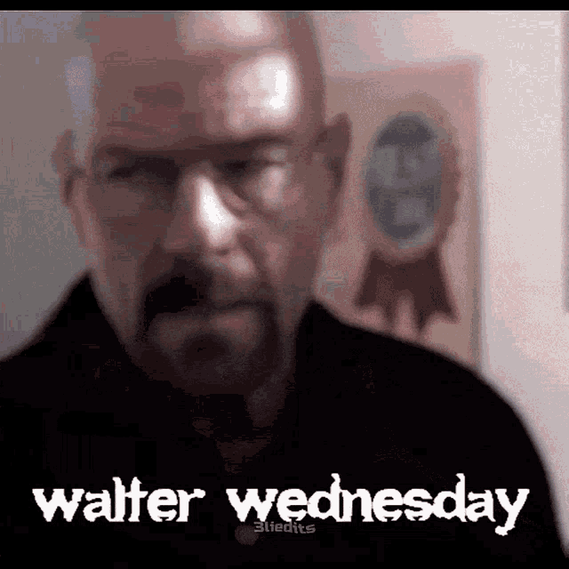 a close up of a man 's face with the words walter wednesday written on the bottom