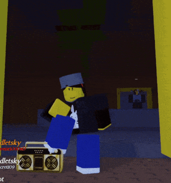 a cartoon character is holding a boombox and says " nothing in this area is for me "