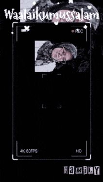 a picture of a woman with the words waalaikummussalamu written on it