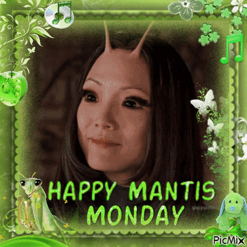 a picture of a ladybug with the words happy mantis monday on the bottom
