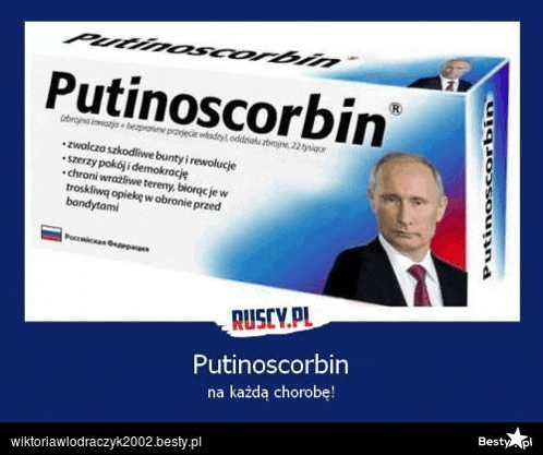 a box of putinoscorbin pills with a picture of putin
