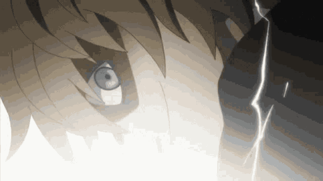 a close up of a person 's face with a lightning bolt