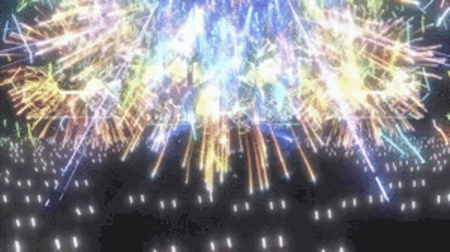 a bunch of fireworks are going off in the sky