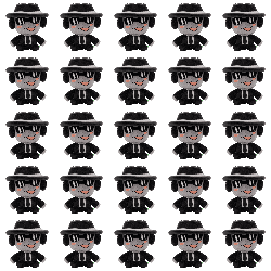 a seamless pattern of cartoon characters with the letter l on their hats