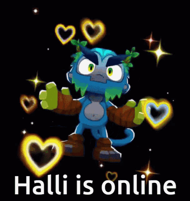 a cartoon of a monkey with the words halli is online on the bottom