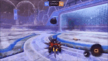 a rocket league game is being played on a screen