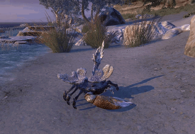 a computer generated image of a crab on a beach