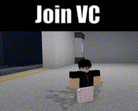 a video game character is standing in a room with the words join vc above him .