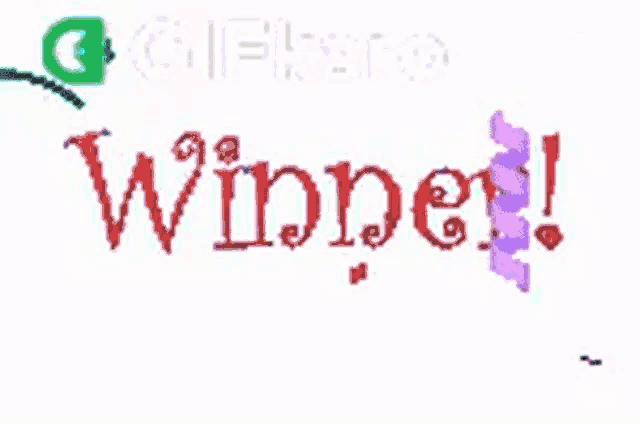the word winner is written in red and green on a white background .