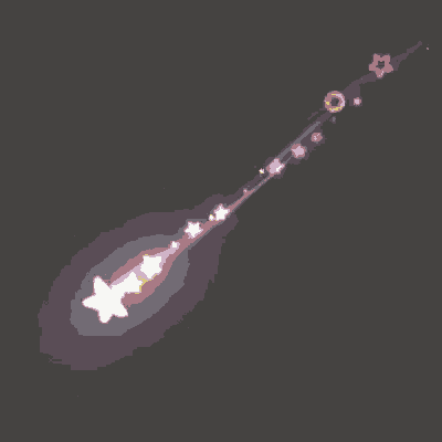 a glowing wand with a star on it is surrounded by stars .