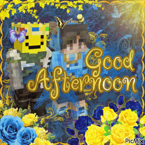 a greeting card that says good afternoon with a boy and a girl
