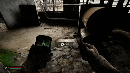 a person is holding a camera in a video game .