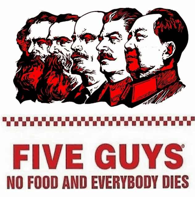 five guys no food and everybody dies poster with four men