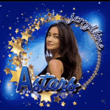 a picture of a woman surrounded by stars and the words a stars
