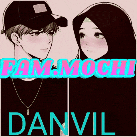 a man and a woman standing next to each other with the words fammochi danvil