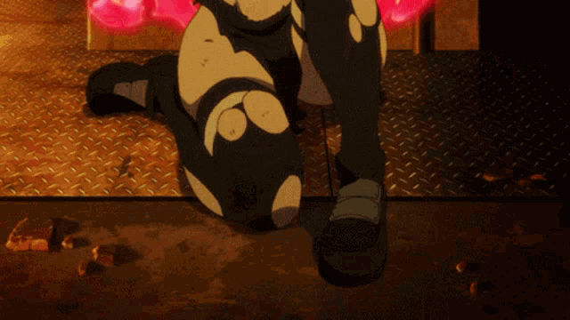 a cartoon drawing of a person kneeling down