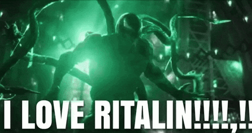a green background with the words " i love ritalin " on it
