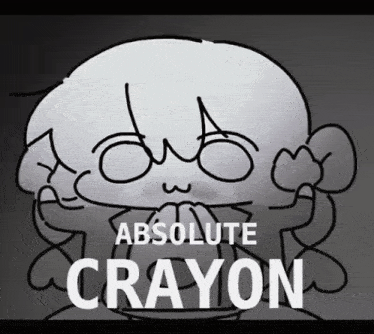 a drawing of a person with the words " absolute crayon " underneath it