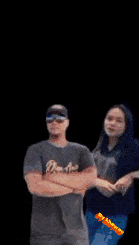 a man and a woman are standing next to each other with the words " are you ready " written above them