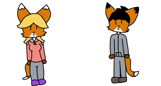 a boy and a girl are standing next to each other in a cartoon