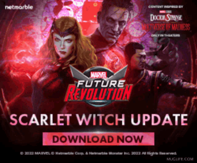 scarlet witch is featured in a poster for marvel future revolution