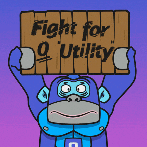 a cartoon gorilla holding a sign that says " fight for utility "