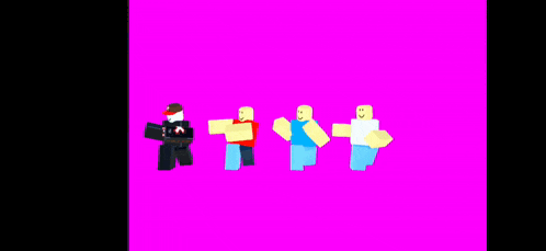 a group of roblox characters are standing next to each other on a pink background