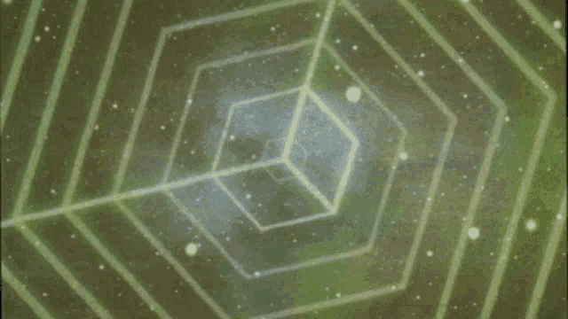 a cube is surrounded by a grid of lines