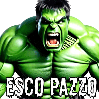 a picture of a hulk with the words esco pazzo written on it