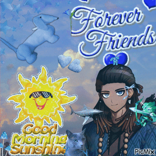 a picture of a boy and a cat with the words forever friends