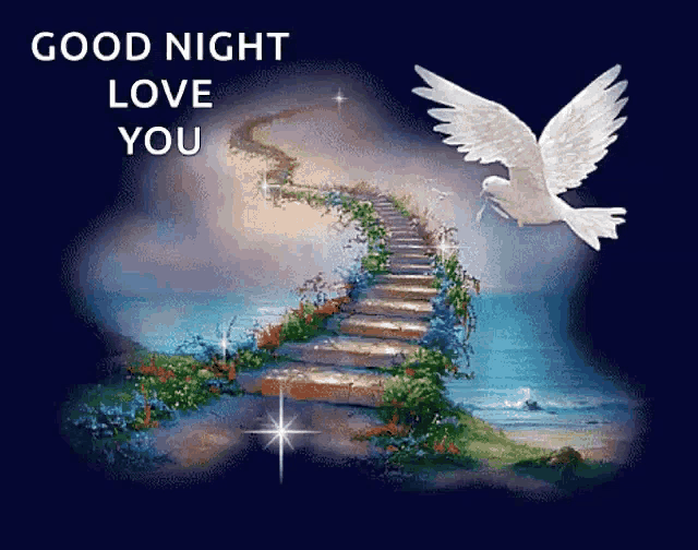 a picture of a stairway to heaven with the words " good night love you " above it