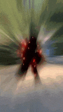 a blurry picture of a person in a dark room with red lights around them