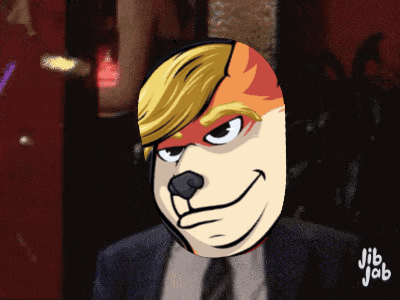 a cartoon drawing of a dog with jib job written in the corner