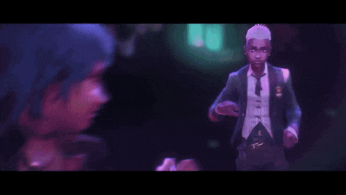 a man and a woman are dancing on a stage in a video game .