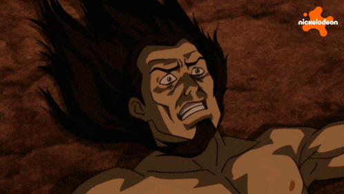 a cartoon of a shirtless man with a nickelodeon logo in the corner