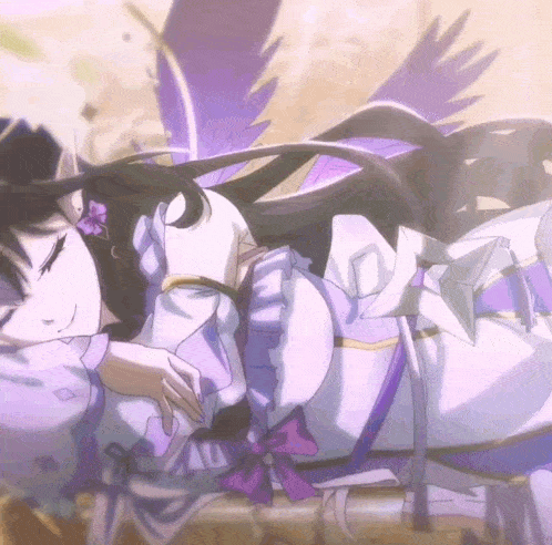 a girl in a purple dress is laying down
