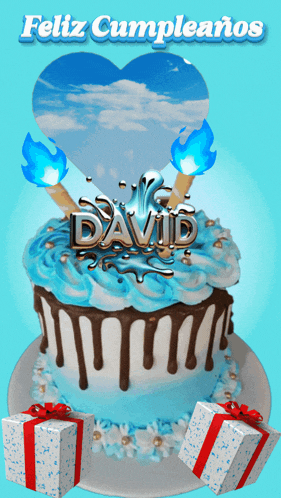 a cake with the name david written on it