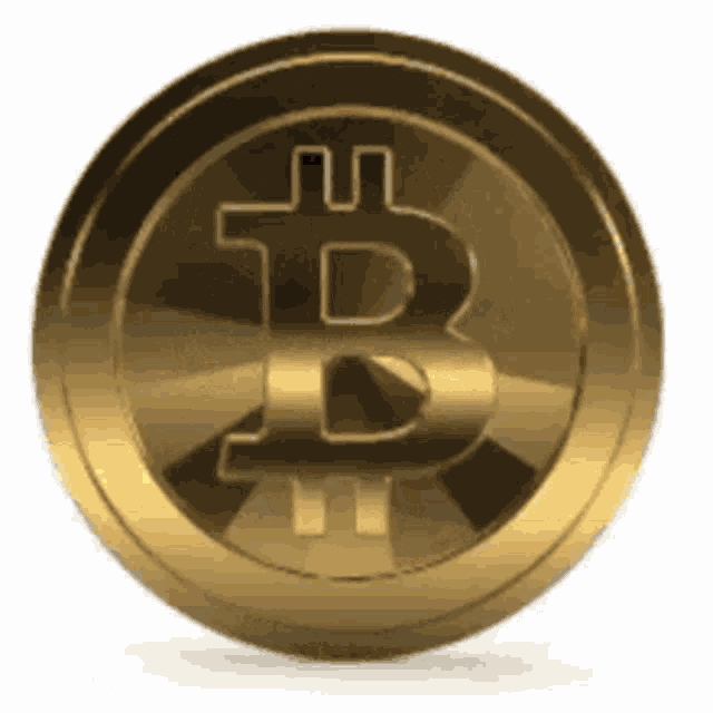 a gold coin with the letter b on it .