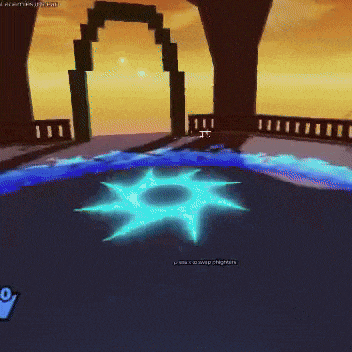 a screenshot of a video game shows a person standing in a circle