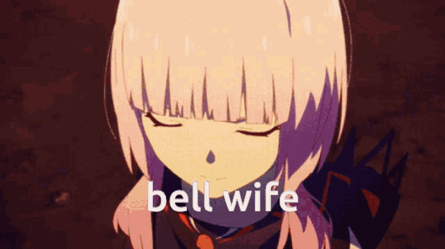 a picture of a girl with the words " bell wife " below her