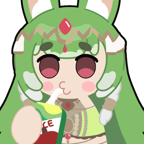 a cartoon drawing of a girl drinking from a bottle that says ce on it