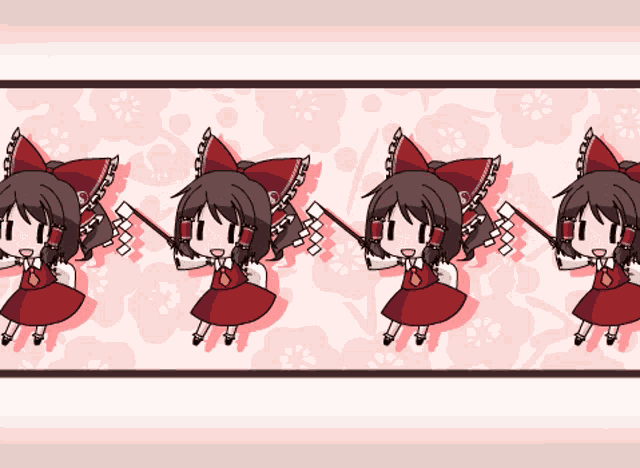 a cartoon of a girl in a red dress with a bow
