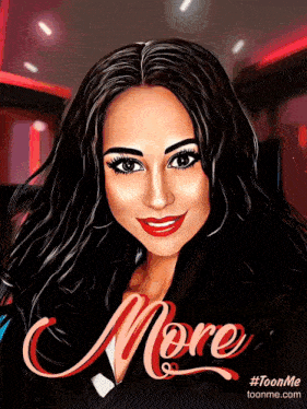 a drawing of a woman with the word more on the bottom right